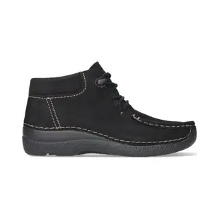 Wolky Hoge Veterschoenen Seamy Moc Zwart Nubuck