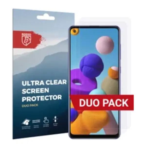 Rosso Screen Protector Ultra Clear Duo Pack Geschikt Voor Samsung Galaxy A21s | Tpu Folie | Case Friendly | 2 Stuks thumbnail