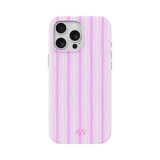 Avy Hoesje Geschikt Voor Apple IPhone 14 Pro | Pink Horizon | Strepen | Roze | Hard Shell Back Cover | Compatibel Met MagSafe & Qi2