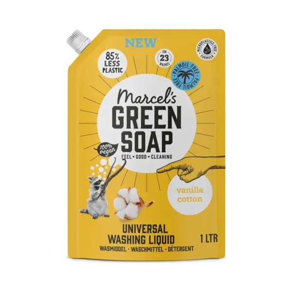 Marcel's Green Soap Wasmiddel Navul Vanille&Katoen 23 Wasbeurten 1 Liter thumbnail