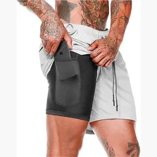 Mw® - Sportbroek Heren - Sportkleding Heren - Fitnessbroek - Hardloopbroek - Shorts Heren - Grijs M