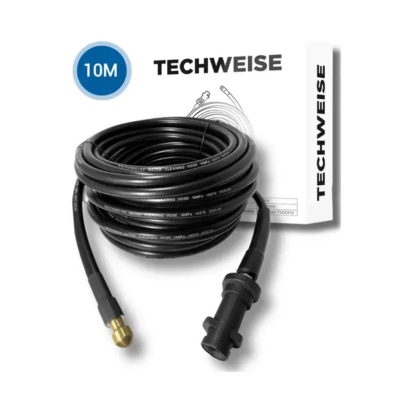 Techweise - Rioolslang Geschikt Voor Kärcher K2 T/m K7 - 10M - Met Vier Achterwaartse Hogedruksproeiers thumbnail