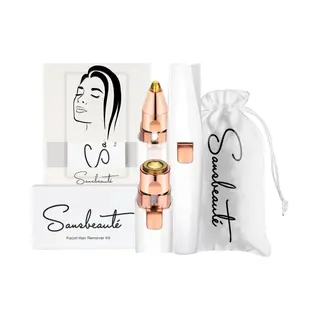Sansbeauté 2 In 1 - Wenkbrauw Trimmer - Pijnloze Gezichtsontharing - White Edition