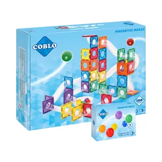 Coblo Classic Knikkerbaan 100 Stuks - Magnetisch Speelgoed - Constructiespeelgoed - Magnetische Bouwstenen - Magnetic Tiles - Cadeau Kind - Speelgoed