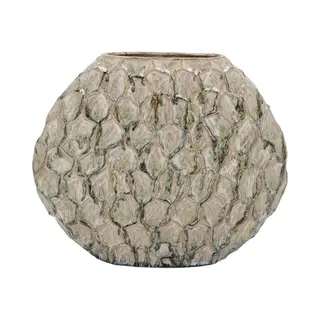 Dk Design Bloemenvaas Inga Jada - Plat Model - Groen - 24 X 10 Cm - Moderne Vaas - Schub Motief