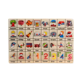 Playwood Houten Noppenpuzzel Educatief Speelgoed Mijn Eerste Woordjes.