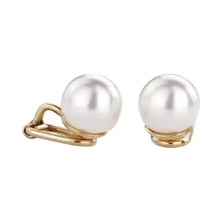 Traveller Clip Oorbellen - Oorclips Dames - Goudkleurig - Parels - 10 Mm - Wit - Pareloorclips - Verguld - 700010