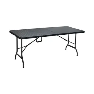 Erro Vouwtafel - Campingtafel - Inklapbare Tafel - Plooitafel - Klaptafel Met Wickerlook - 180x74cm - Zwart