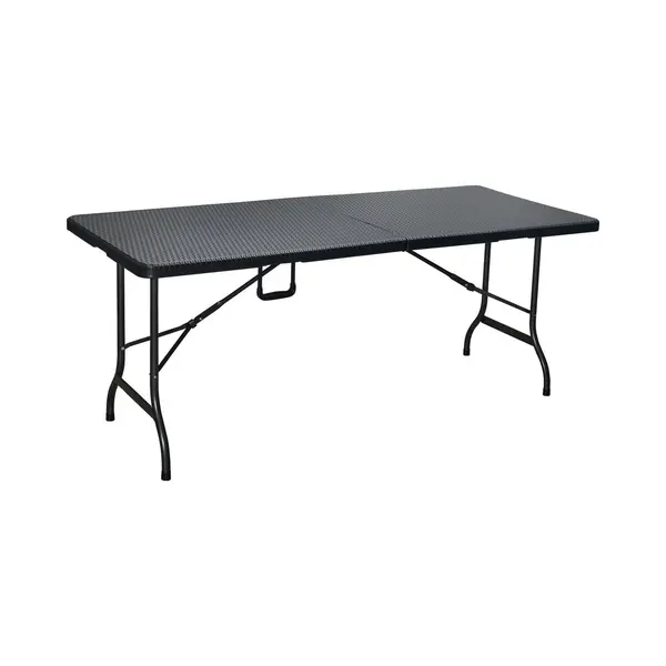 Erro Vouwtafel - Campingtafel - Inklapbare Tafel - Plooitafel - Klaptafel Met Wickerlook - 180x74cm - Zwart thumbnail