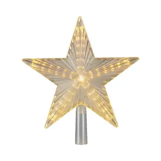 Lumineo Verlichte Kerst Piek - Ster Vorm - Transparant - 22 Cm - Led Verlichting - Warm Wit - Knipperend