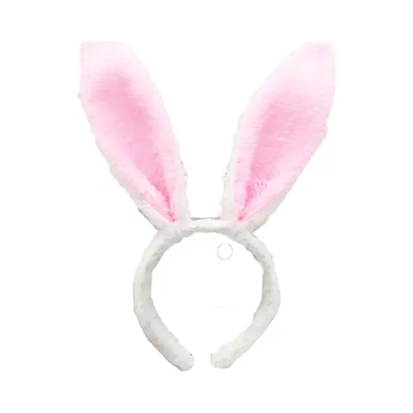 Konijn / Haas Oren Op Diadeem - Bunny Oortjes Haarband - Wit / Roze - Dames thumbnail