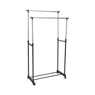 Kledingrek - Op Wieltjes - Dubbele Stang - Verstelbaar - 160 Cm - Metaal