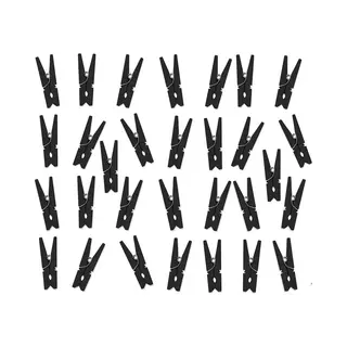 Hobby Mini Knijpertjes - 30x Stuks Van Hout En Metaal - Zwart - 3, 5 Cm