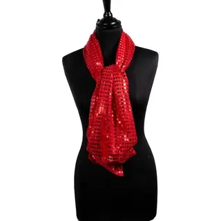 Pailletten Sjaal - Rode Glitter Accessoires Voor Dames - 175x45 Cm