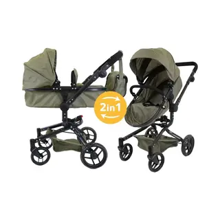 Bandits & Angels Puppenwagen Grün Modern Angel 2in1 Retro Grün Ab 3 Jahren – Puppenbuggy – Für Mädchen – Verstellbarer Schieber 48-81 Cm –