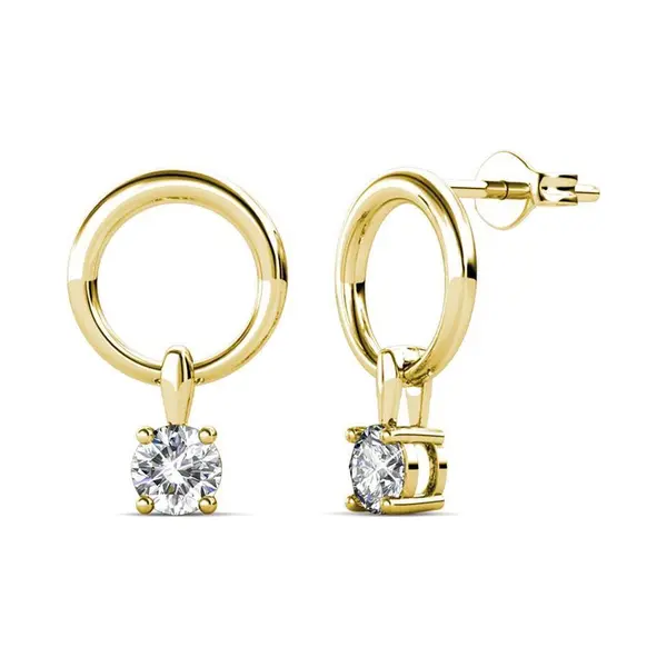 Yolora Damen Ohrringe Mit Kalpa Camaka Kristallen - Farbe Gold - 18K Gelbgold Vergoldet - Damen Ohrringe Gold - Ohrstecker - Schmuck - Luxus thumbnail