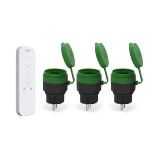 Elro RC2300 Draadloze Schakelaar Set – 3x Slimme Stekker + Afstandsbediening – Buiten Gebruik – 70m Bereik - Nederlandse Stekker