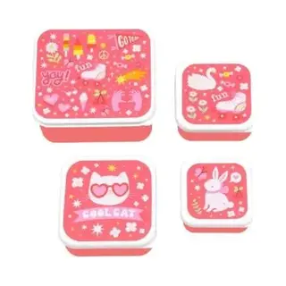 A Little Lovely Company - Brooddoos - Broodtrommel - Lunch & Snack Box Set Van 4 - Fun