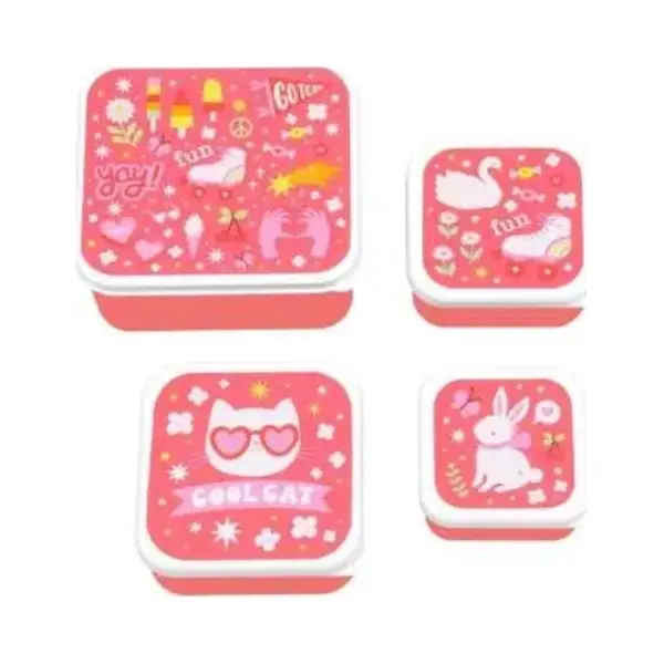 A Little Lovely Company - Brooddoos - Broodtrommel - Lunch & Snack Box Set Van 4 - Fun thumbnail