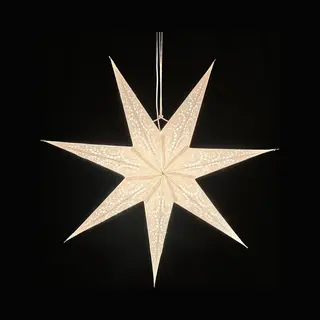 MoreThanHip Kerstster Papier Met Verlichting - 60 Cm Diameter, 21 Cm Diep - Kerst Ster Voor Binnen - Sumana Wit - Handgeschept Papier - Incl. 3 M. Snoer Met