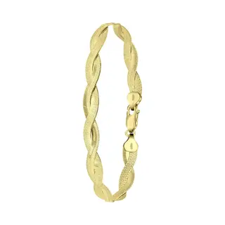 Lucardi Dames Armband Gedraaid - Echt Zilver - Armband - Cadeau Voor Vrouwen - 21 Cm - Goudkleurig