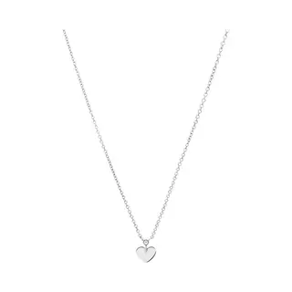 Lucardi Dames Stalen Ketting Met Hart - Ketting - Staal - Zilverkleurig - 47 Cm