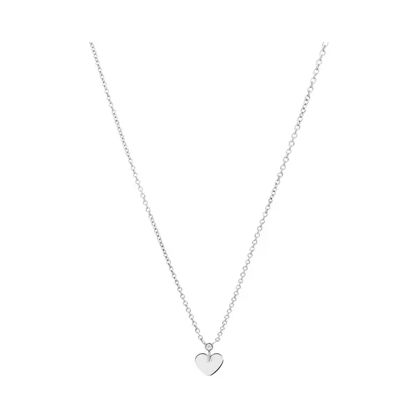 Lucardi Dames Stalen Ketting Met Hart - Ketting - Staal - Zilverkleurig - 47 Cm thumbnail