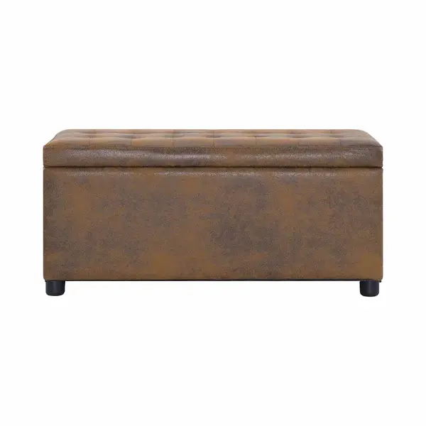 VidaXL Sitzkissen Pouf De Rangement 87, 5 Cm Marron Similicuir Daim thumbnail
