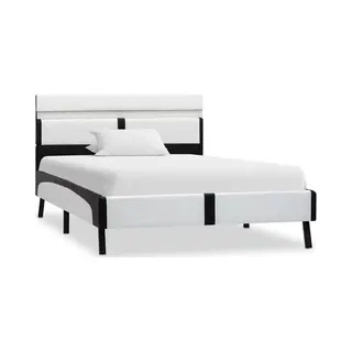 VidaXL Bedframe Met Led Kunstleer Wit En Zwart 90x200 Cm
