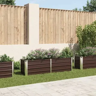 Garden Raised Bed Brown 160x40x45 Cm Galvanised Steel Vidaxl