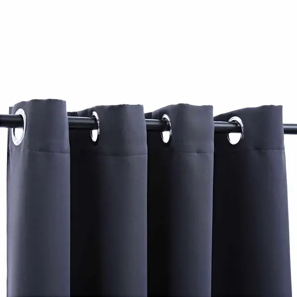 VidaXL Gordijnen Verduisterend Met Ringen 2 St 140x175 Cm Antraciet thumbnail