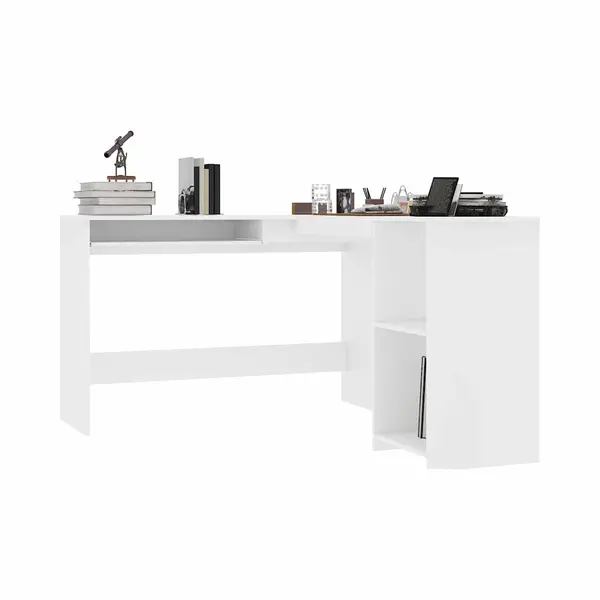 VidaXL Hoekbureau L-vormig 120x140x75 Cm Bewerkt Hout Wit thumbnail