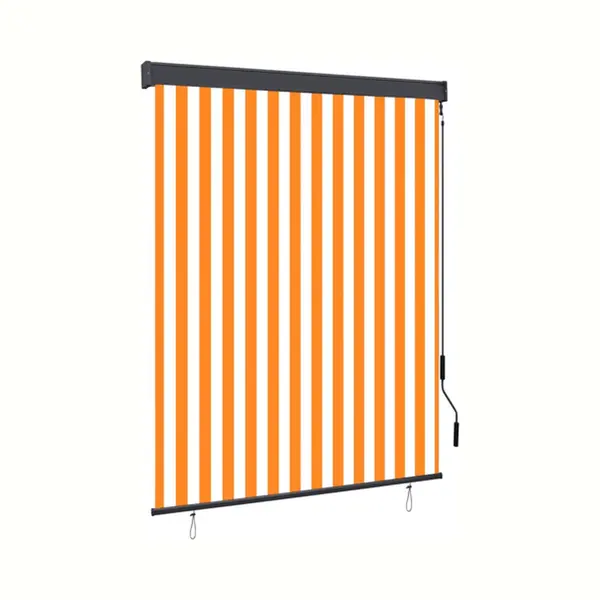 VidaXL Rolgordijn Voor Buiten 140x250 Cm Wit En Oranje thumbnail