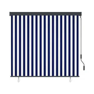 Outdoor Roller Blind 160x250 Cm Blue And White Vidaxl