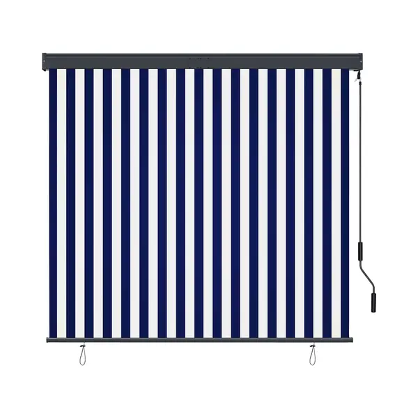 VidaXL Rolgordijn Voor Buiten 160x250 Cm Blauw En Wit thumbnail