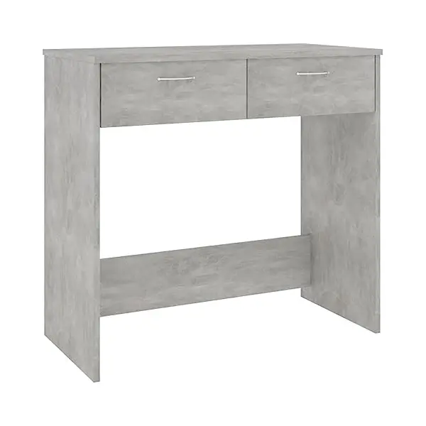 VidaXL Modern Engineered Wood Desk In Concrete Grey, Compact 80x40x75 Cm Size, Two Drawers, Easy To Assemble & Clean, Ideal For Study & Workspace thumbnail
