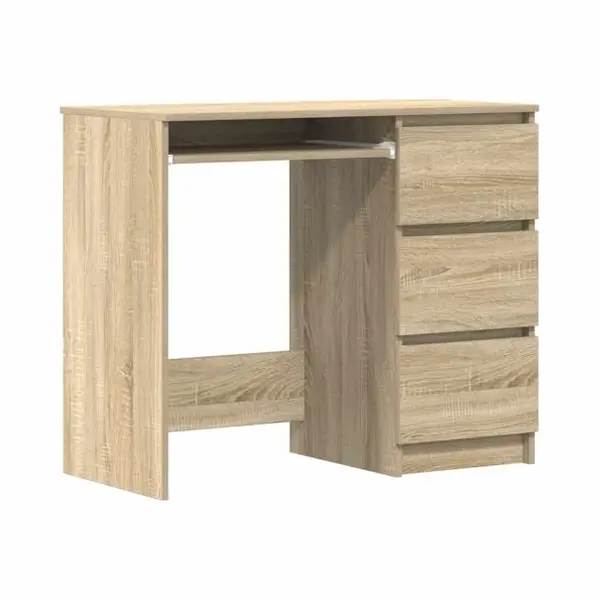 VidaXL Compact Desk, Sonoma Oak, 90x45x76 Cm, Engineered Wood, With Drawers, Scandinavian Style, Suitable For Small Spaces thumbnail