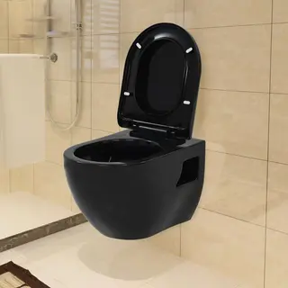 VidaXL Hangend Toilet Met Verborgen Stortbak Keramiek Zwart