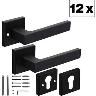 Ruhhy Zwarte Matte Deurklink Voor Binnendeuren - Stijlvol En Functioneel - 12 Sets