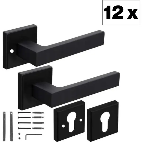 Ruhhy Zwarte Matte Deurklink Voor Binnendeuren - Stijlvol En Functioneel - 12 Sets thumbnail