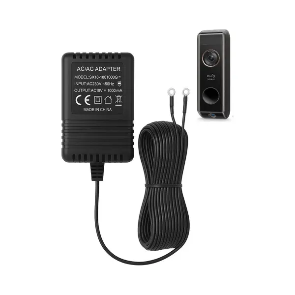Adapter Geschikt Voor Eufy Deurbel - Universele Beltransformator – 18V 1A (18VA) – Ac/Ac – 8 Meter Kabel thumbnail