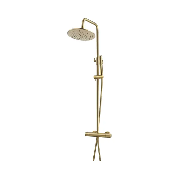 Wiesbaden Caral Thermostatische Doucheopbouwset 20 Cm. - Goud Look - Geborsteld Messing thumbnail