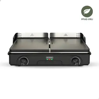 Bourgini Plancha Pure Voor 8 Personen – Keramische Coating (Pfas-vrij) – Elektrisch – Gezond Grillen - Bakplaat - Grillplaat - Keerbare Bakplaat