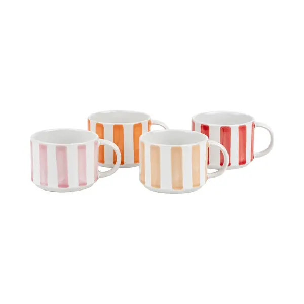 Leopold Vienna Kaffeebecher Franca - 4er-Set - Gestreiftes Dessin thumbnail