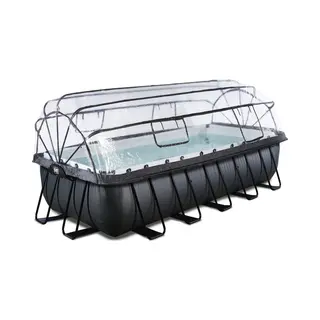 Exit Black Leather zwembad 540x250x122cm met overkapping en zandfilterpomp - zwart
