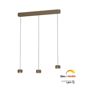 Freelight - Hanglamp Cosmo 3 Lichts L 90 Cm Comfortlift Brons Goud