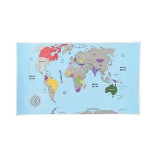 Wereldkaart Kraskaart - Wereld Poster - 52 X 88 Cm - Educatief/Aardrijkskunde - Scratch Map