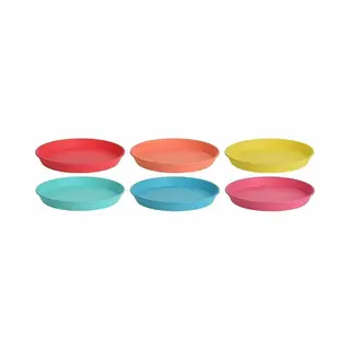 6x Gekleurde Borden Kunststof 23 Cm - Campingservies/picknickservies