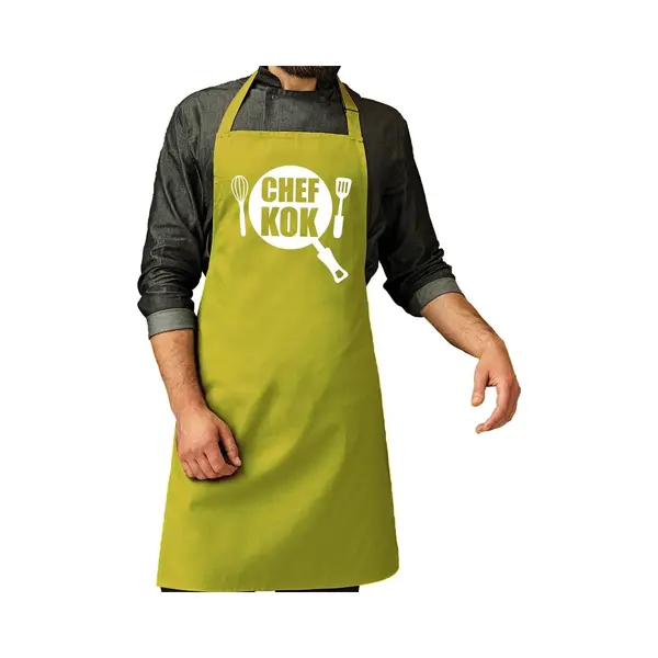 Bellatio Decorations Chef Kok Barbeque Schort / Keukenschort Lime Groen Voor Heren - Bbq Schorten thumbnail