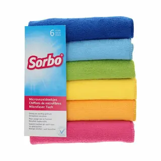 Sorbo Microvezeldoeken Gekleurd - 6x Stuks - 40 X 40 Cm - Vaatdoeken Microvezel - Micorvezeldoekjes